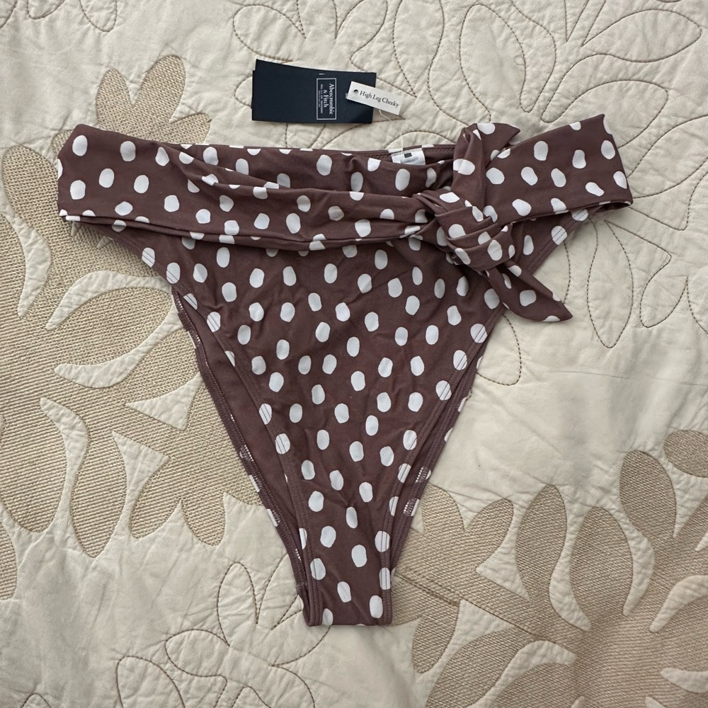 Abercrombie & Fitch High Waist Brown Polka Dot Bikini Bottom